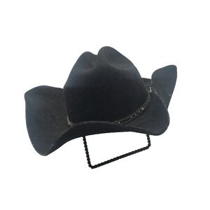 Men's Justin XX 100% Wool‎ Black Cowboy Hat Size 7 3/9 59 Folded Bent Style